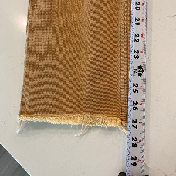 Re/Done 70s Stove Pipe High Rise Straight Leg Denim Jeans Mustard Size 25 - Picture 12 of 12